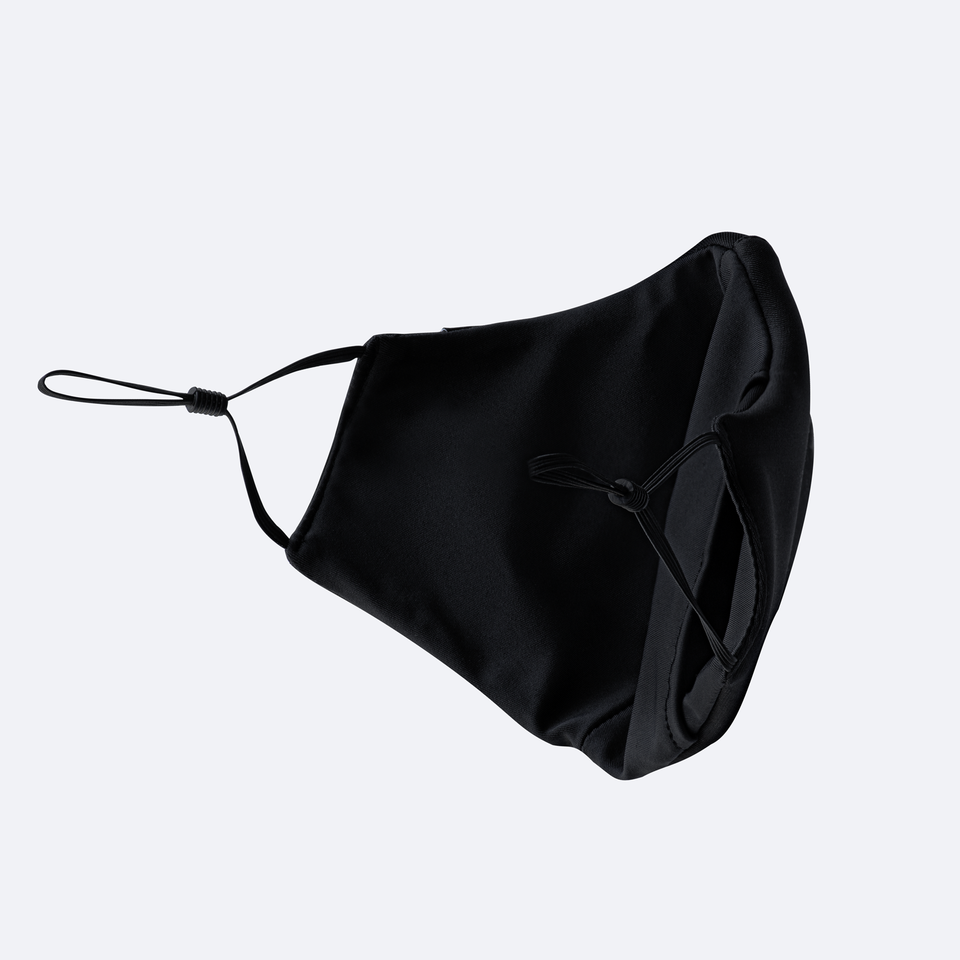 black face mask with adjustable loops and pocket for filter